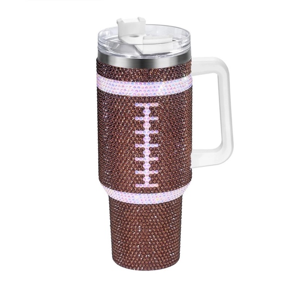 40 OZ Bling Tumbler w Handle Straw and Lid, Large Vacuum Insulated Leakproof - Picture 1 of 4